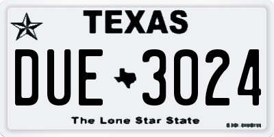TX license plate DUE3024