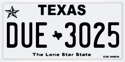 TX license plate DUE3025