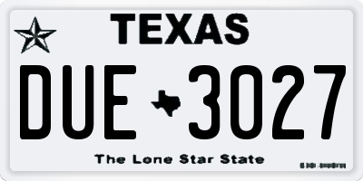 TX license plate DUE3027