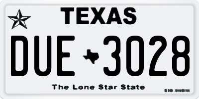 TX license plate DUE3028