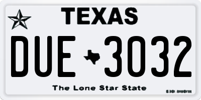 TX license plate DUE3032