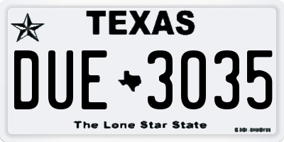 TX license plate DUE3035