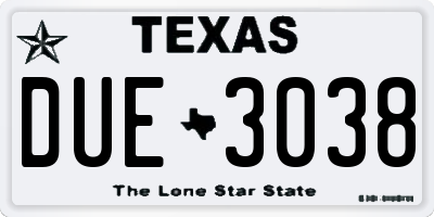 TX license plate DUE3038