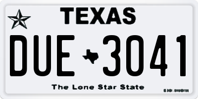 TX license plate DUE3041