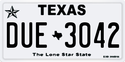 TX license plate DUE3042