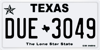 TX license plate DUE3049