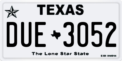 TX license plate DUE3052