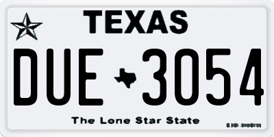 TX license plate DUE3054