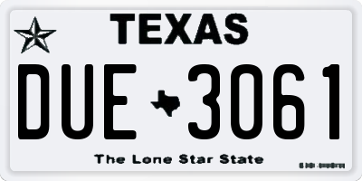 TX license plate DUE3061