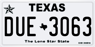 TX license plate DUE3063