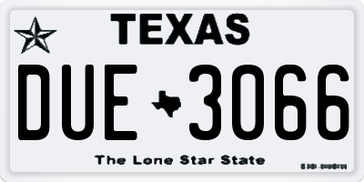 TX license plate DUE3066