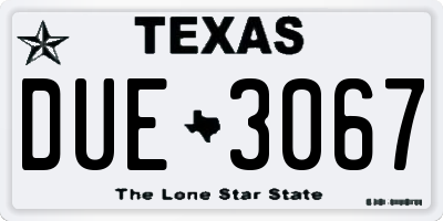 TX license plate DUE3067
