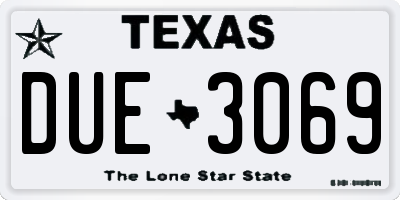 TX license plate DUE3069