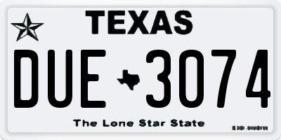 TX license plate DUE3074