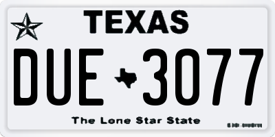 TX license plate DUE3077