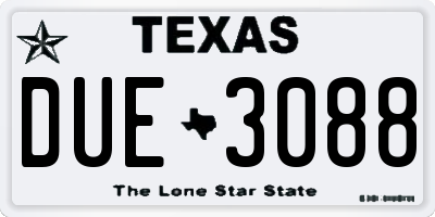 TX license plate DUE3088