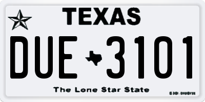 TX license plate DUE3101