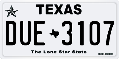 TX license plate DUE3107