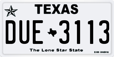 TX license plate DUE3113