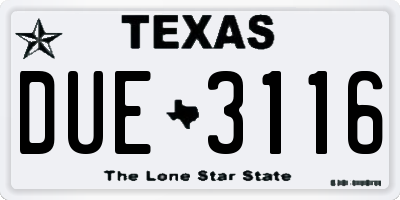 TX license plate DUE3116