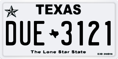 TX license plate DUE3121
