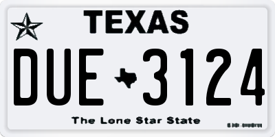 TX license plate DUE3124