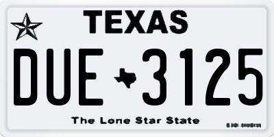 TX license plate DUE3125