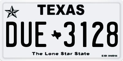 TX license plate DUE3128