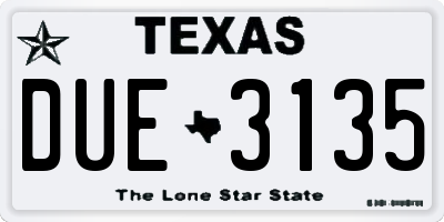 TX license plate DUE3135