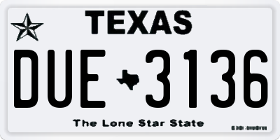 TX license plate DUE3136