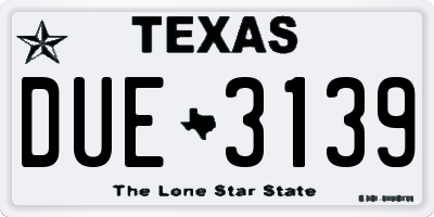 TX license plate DUE3139