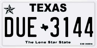 TX license plate DUE3144