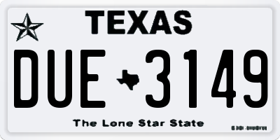 TX license plate DUE3149