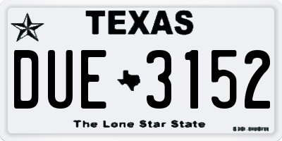 TX license plate DUE3152