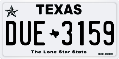 TX license plate DUE3159