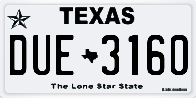 TX license plate DUE3160