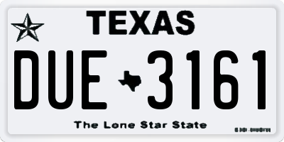 TX license plate DUE3161
