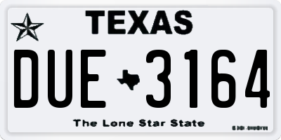 TX license plate DUE3164