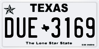 TX license plate DUE3169