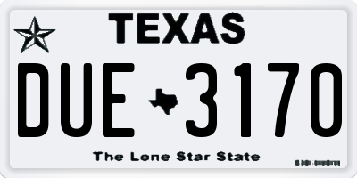 TX license plate DUE3170