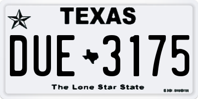 TX license plate DUE3175