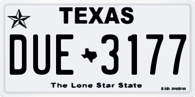 TX license plate DUE3177