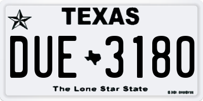 TX license plate DUE3180