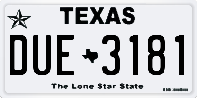 TX license plate DUE3181