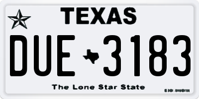 TX license plate DUE3183