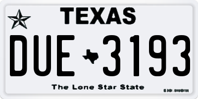 TX license plate DUE3193
