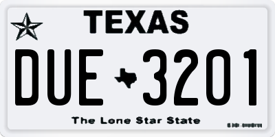TX license plate DUE3201