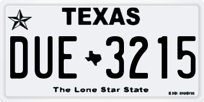 TX license plate DUE3215