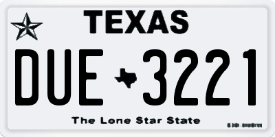 TX license plate DUE3221