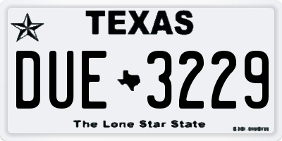 TX license plate DUE3229